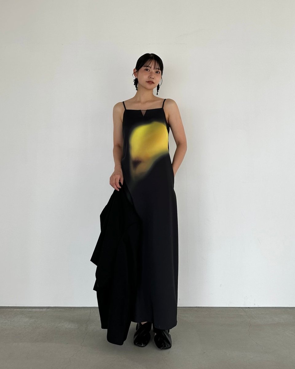【KnuthMarf】flower print satin dress flower print satin dress/black | KNUTH MARF