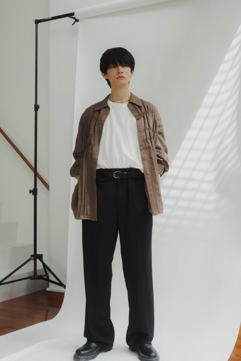 knuth marf shirring shirt/blackの+keerthiraj.com