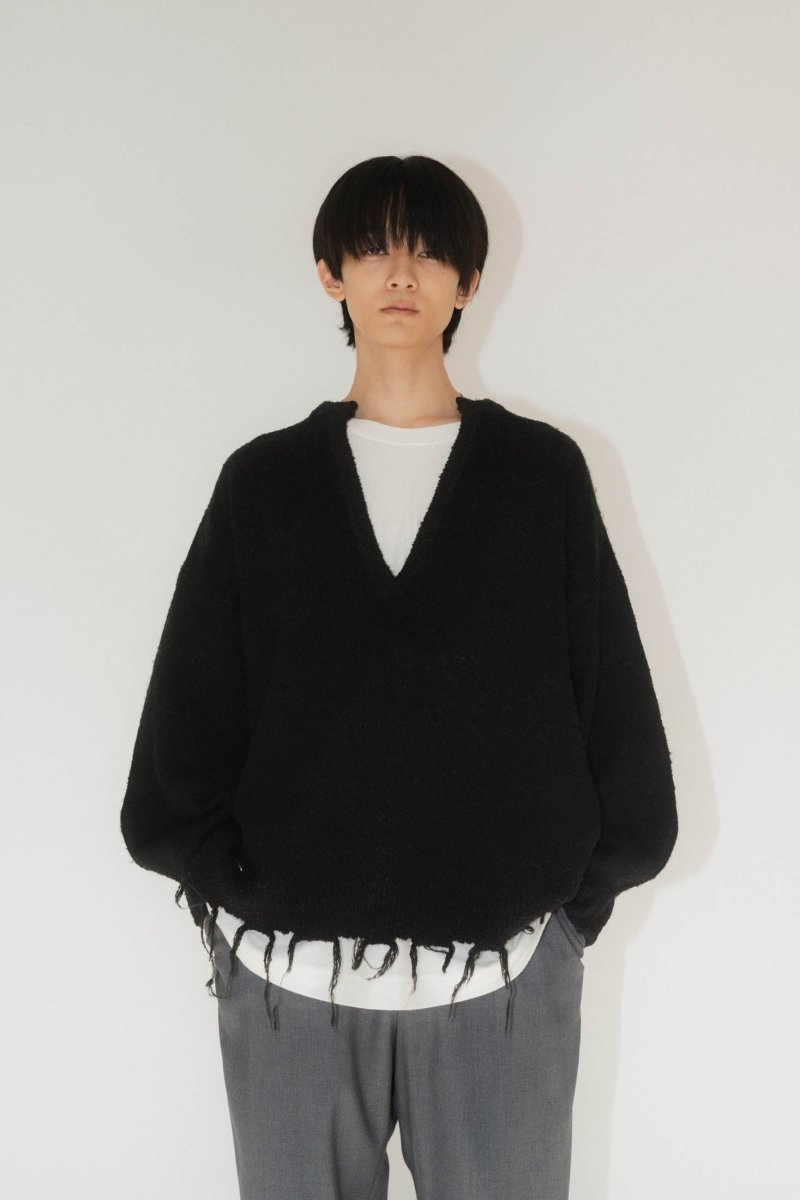 トップス Knuth Marf vintage damage knit vintage damage knit(unisex)/black | KNUTH MARF