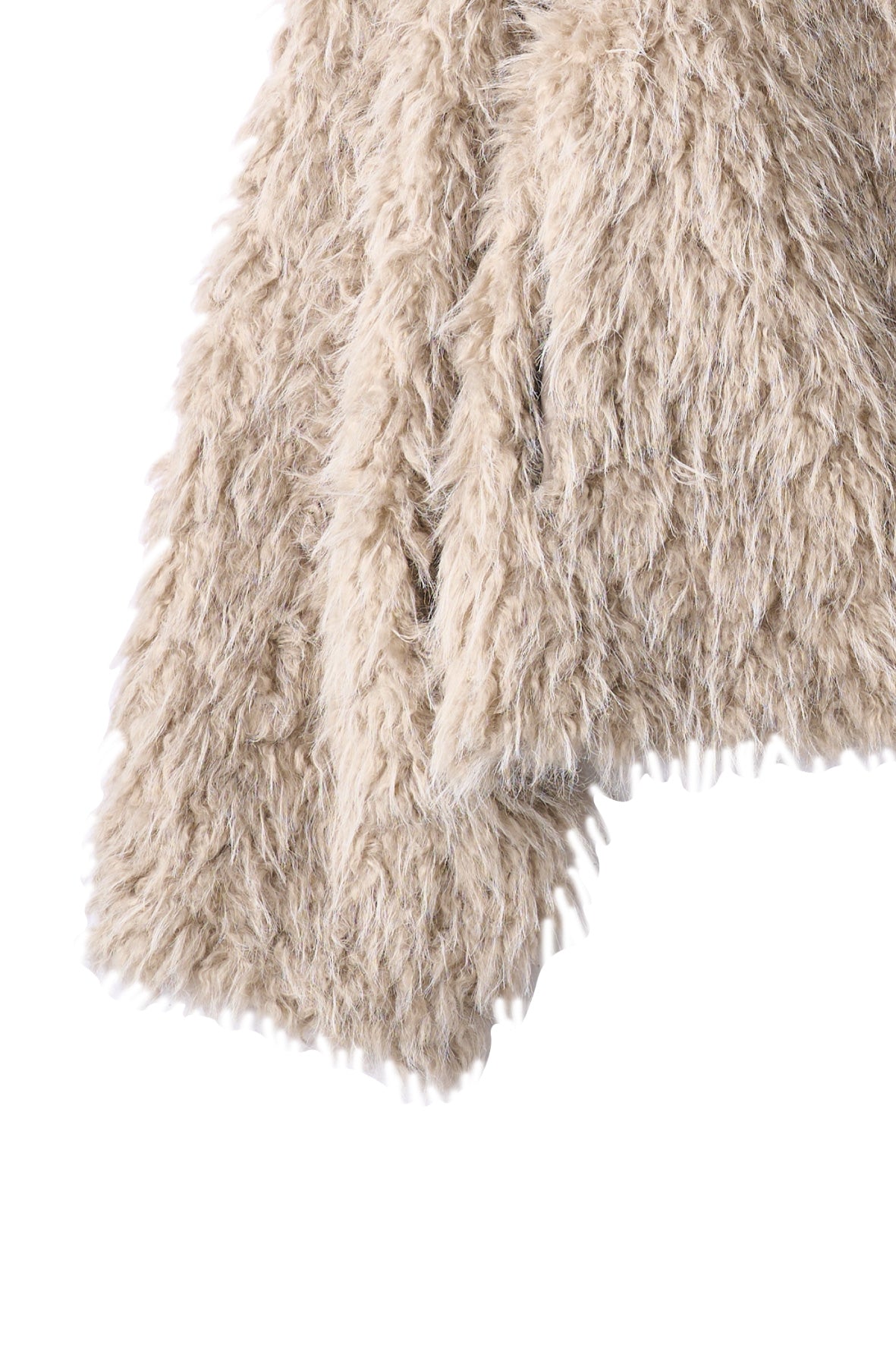 shaggy stand collar coat/ivory