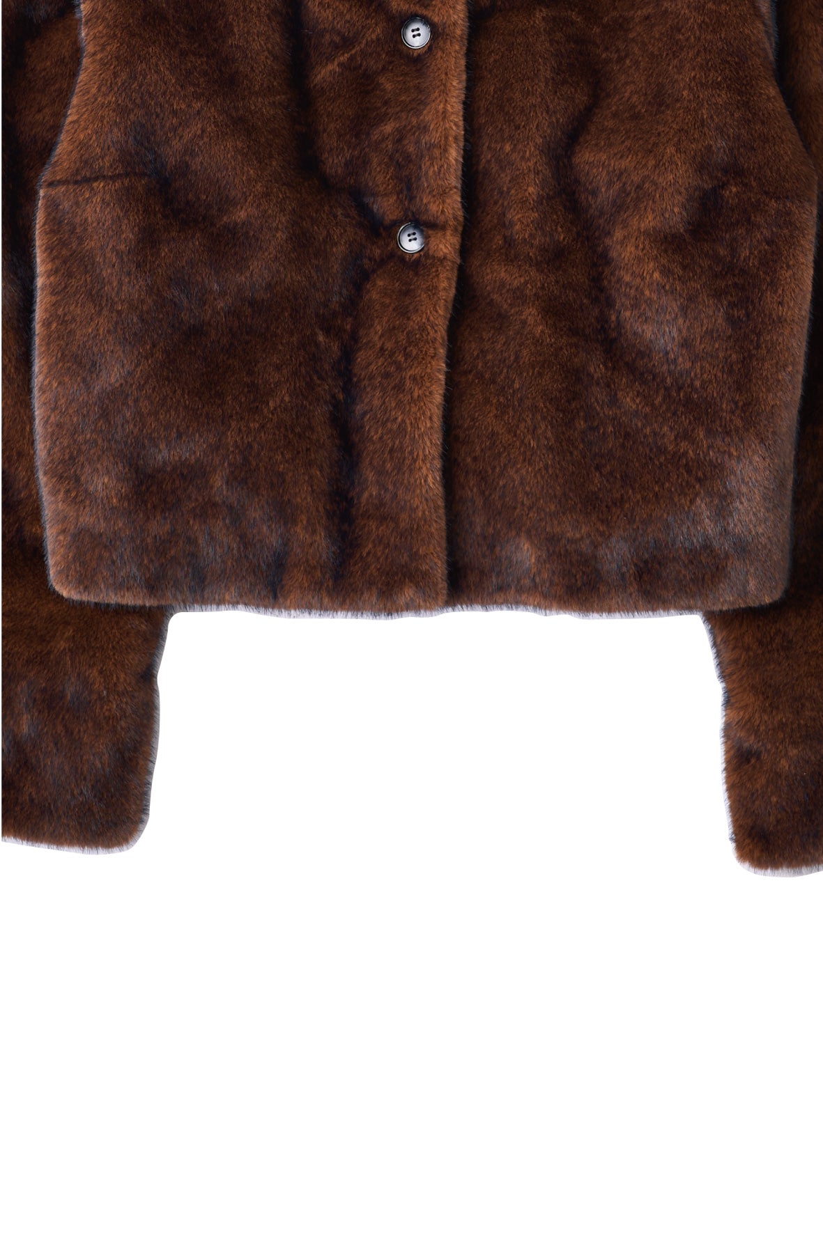 point collar fur coat/brown