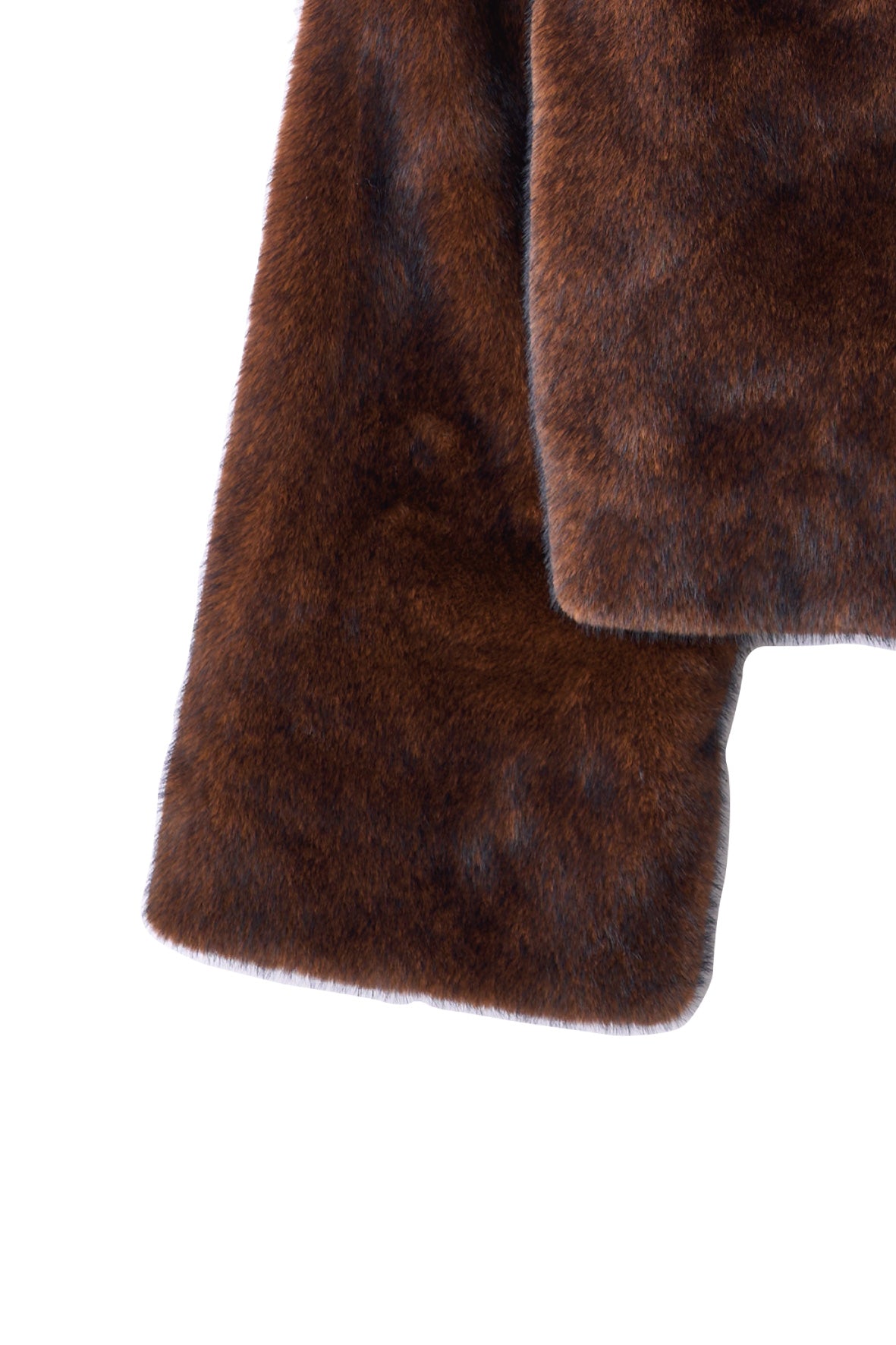 point collar fur coat/brown