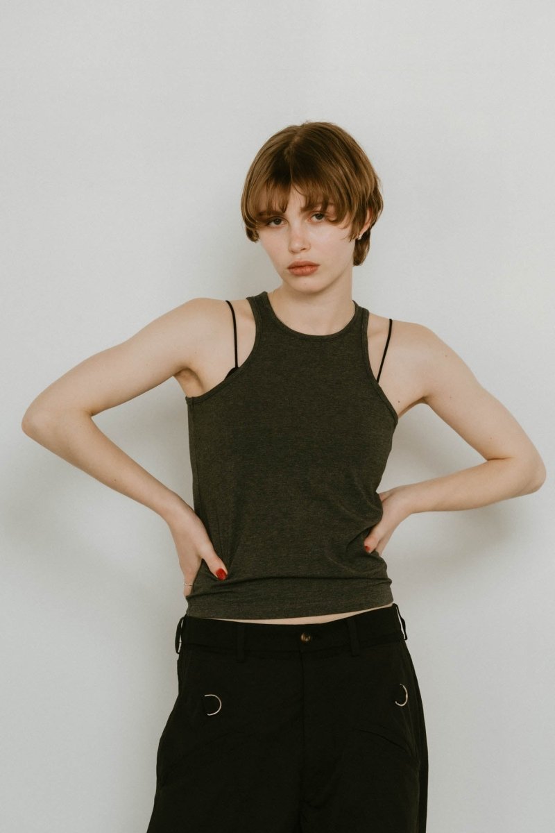 2piece layered logo tank top/3color - KNUTH MARF