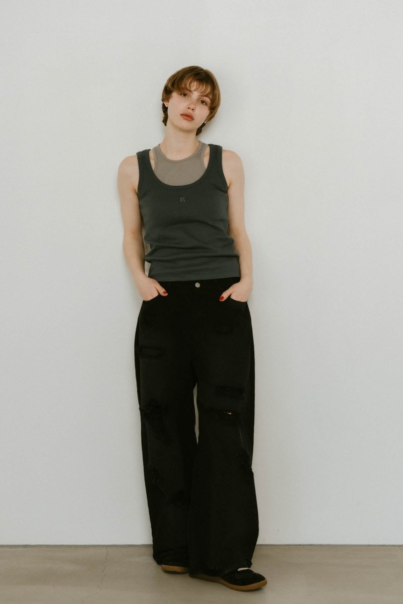 2piece layered logo tank top/3color - KNUTH MARF