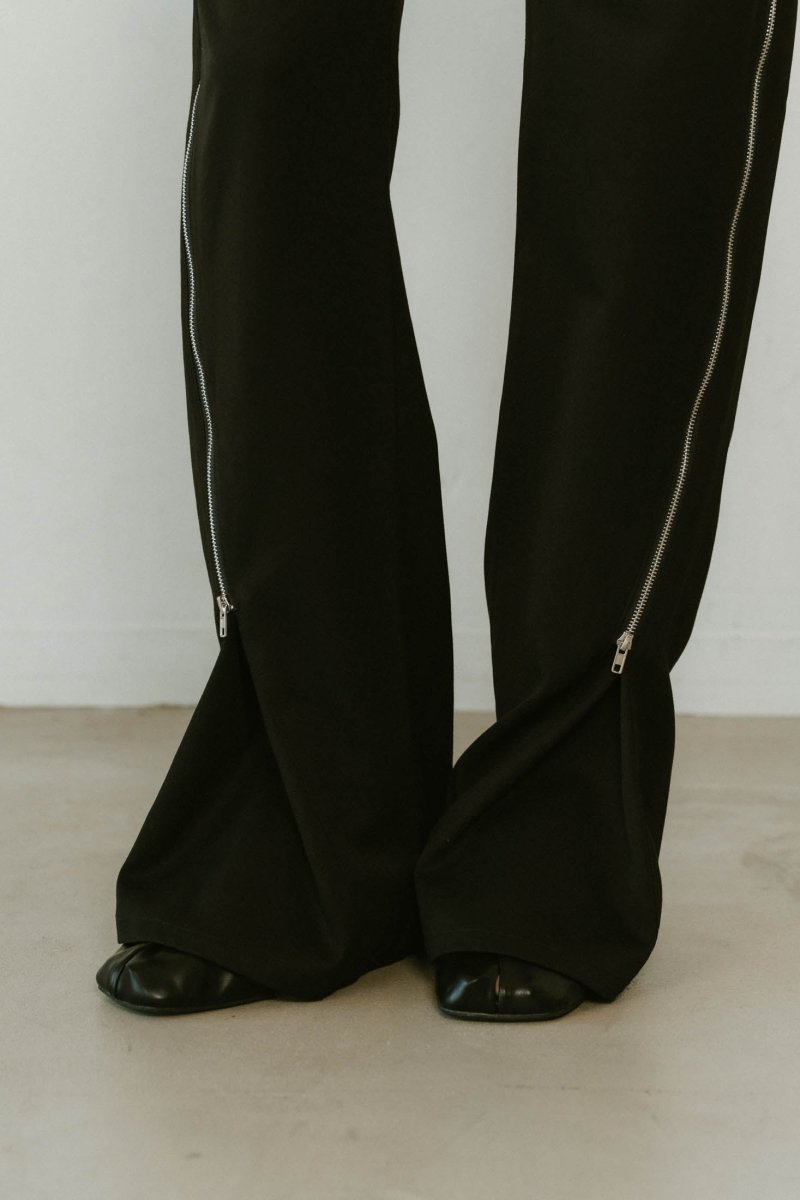 2piece zip flare pants/black - KNUTH MARF