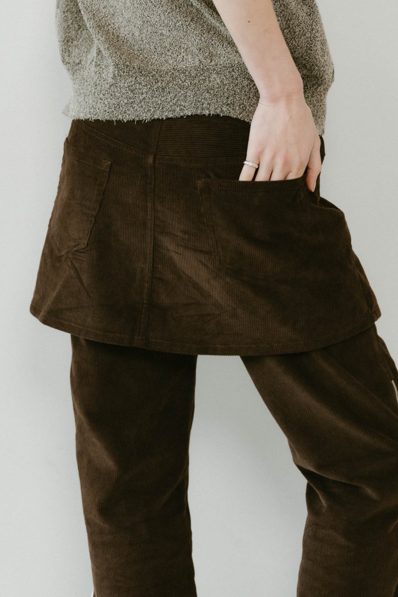 2piece zip flare pants/brown - KNUTH MARF