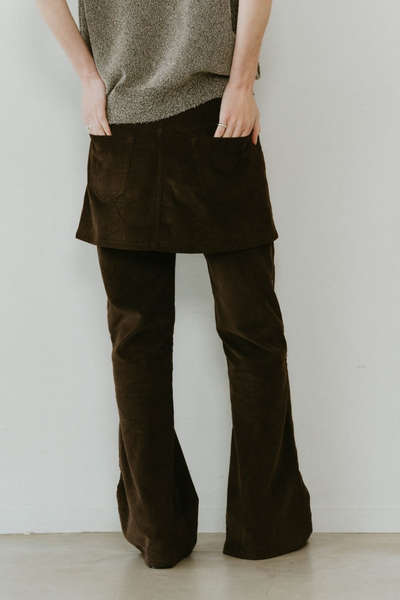 2piece zip flare pants/brown - KNUTH MARF