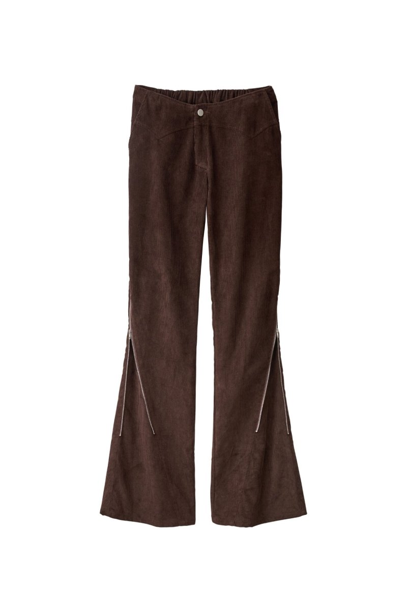 2piece zip flare pants/brown - KNUTH MARF