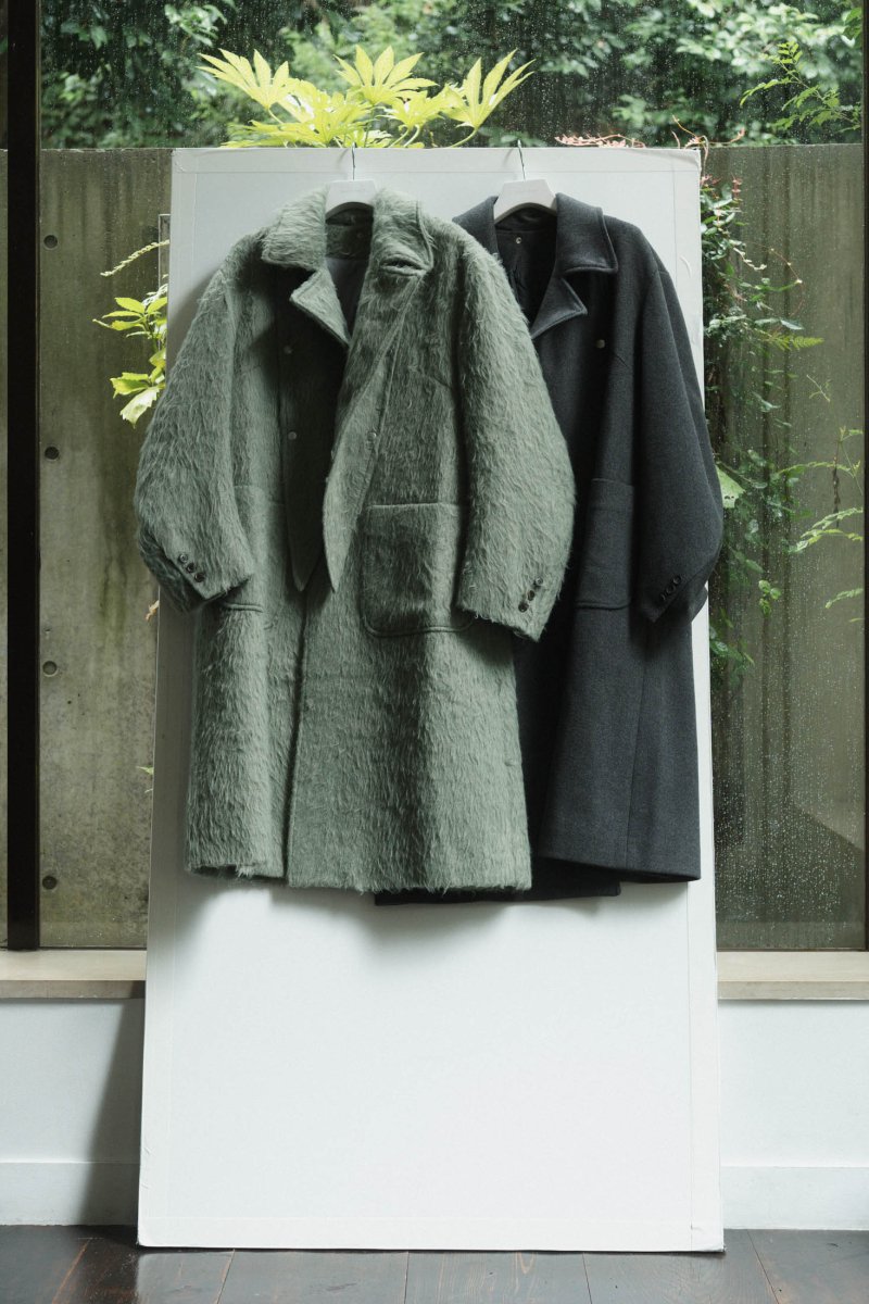 2way accent collar long coat(unisex)/charcoal - KNUTH MARF