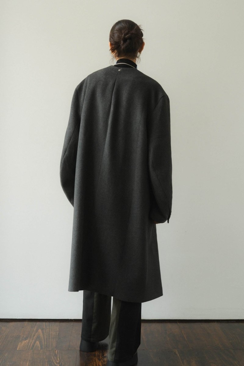 2way accent collar long coat(unisex)/charcoal - KNUTH MARF