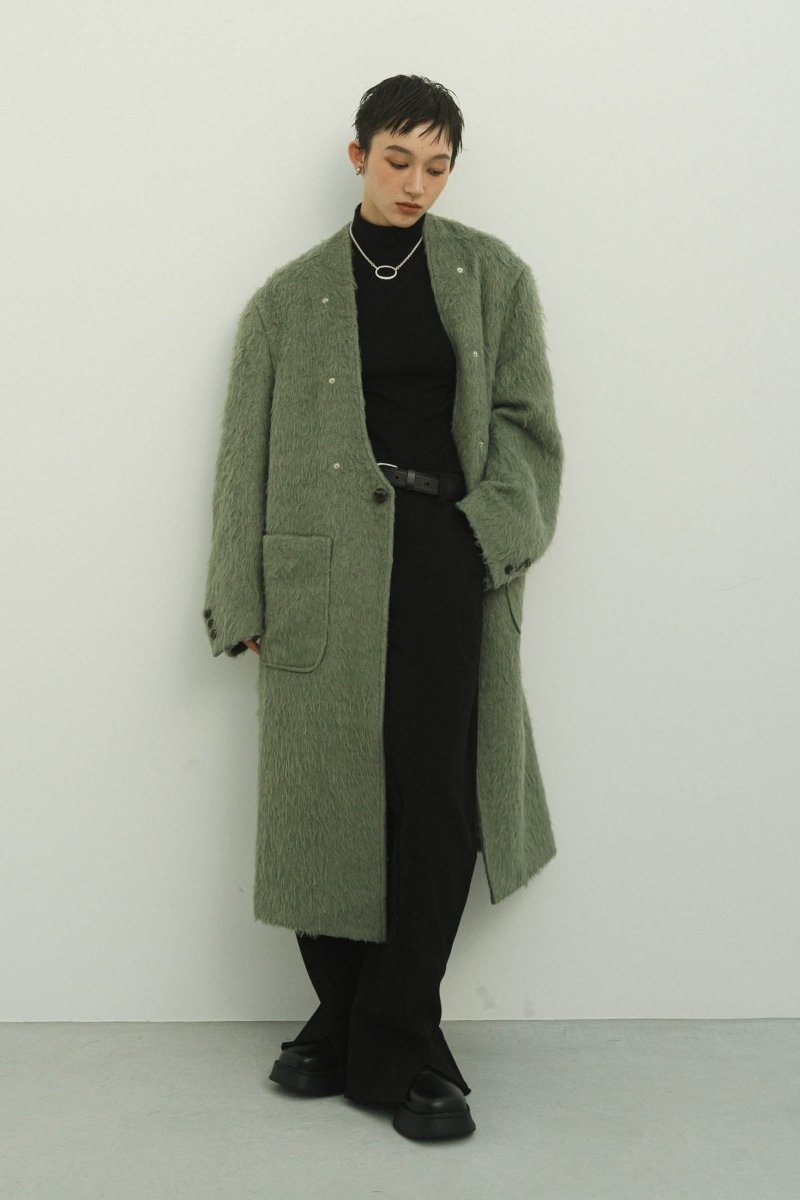 2way accent collar long coat(unisex)/green - KNUTH MARF
