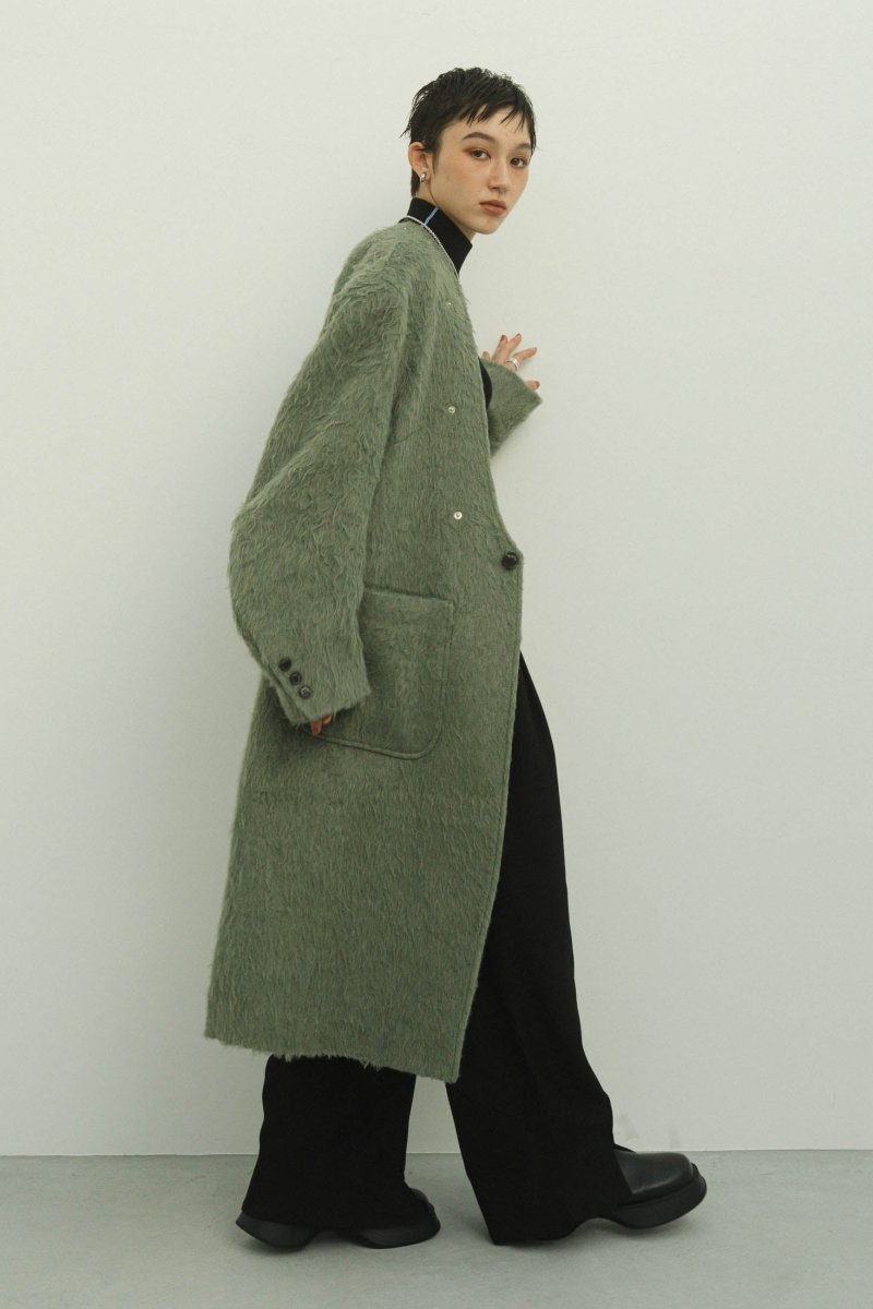 2way accent collar long coat(unisex)/green - KNUTH MARF