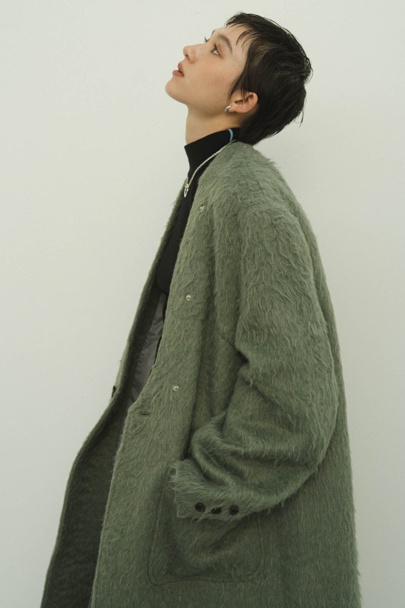 2way accent collar long coat(unisex)/green - KNUTH MARF