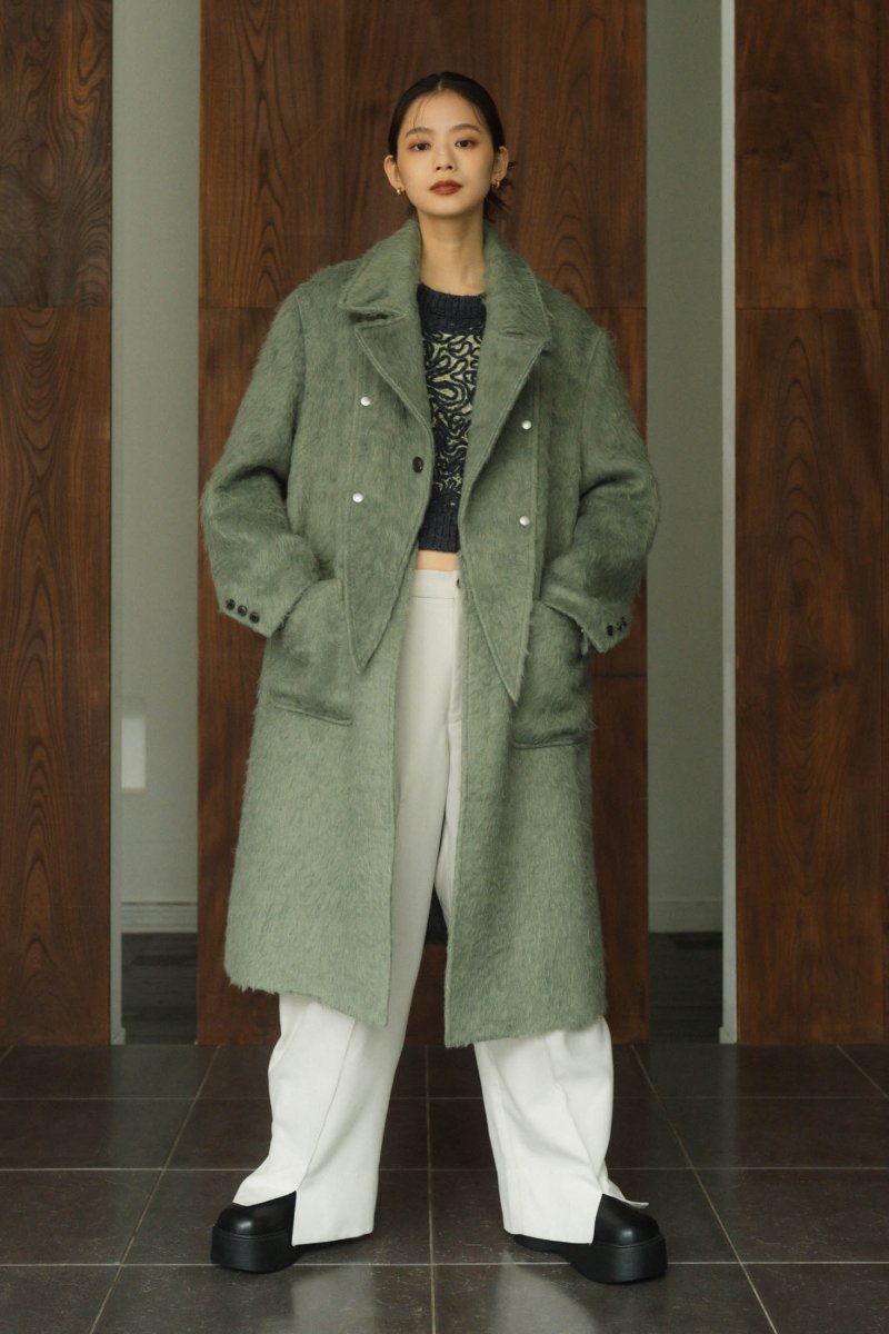 2way accent collar long coat(unisex)/green - KNUTH MARF
