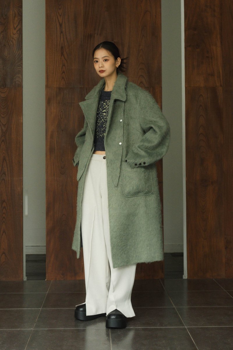 2way accent collar long coat(unisex)/green - KNUTH MARF