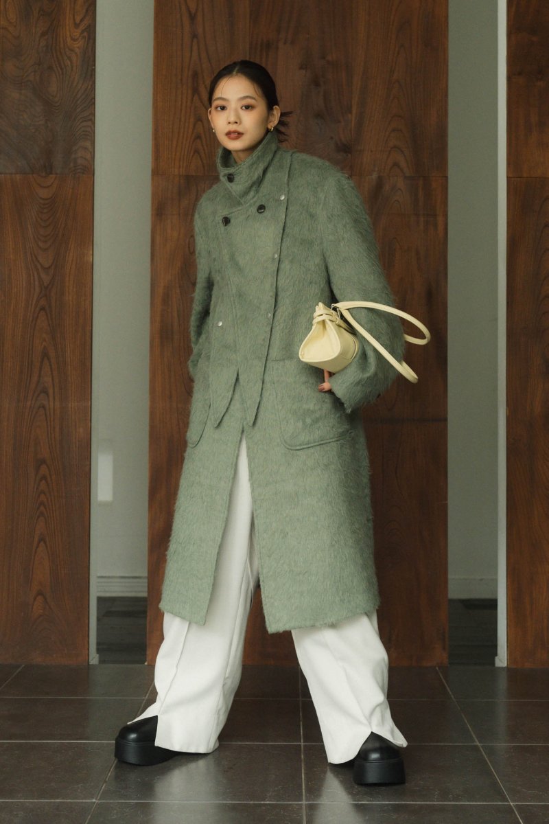 2way accent collar long coat(unisex)/green - KNUTH MARF