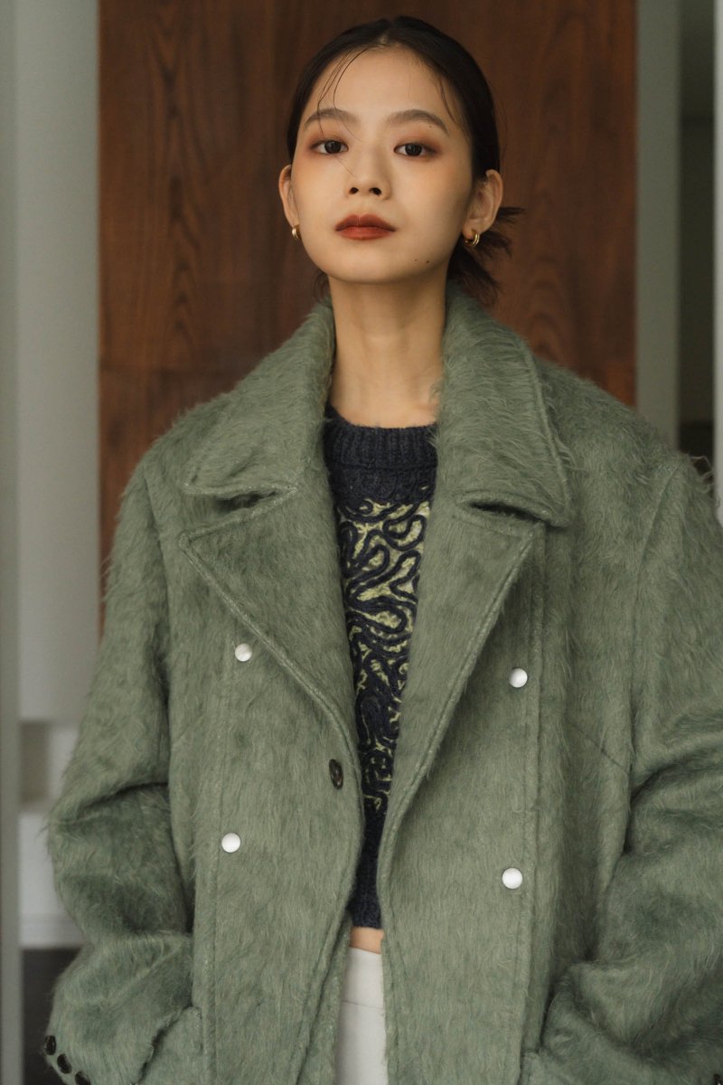 2way accent collar long coat(unisex)/green - KNUTH MARF