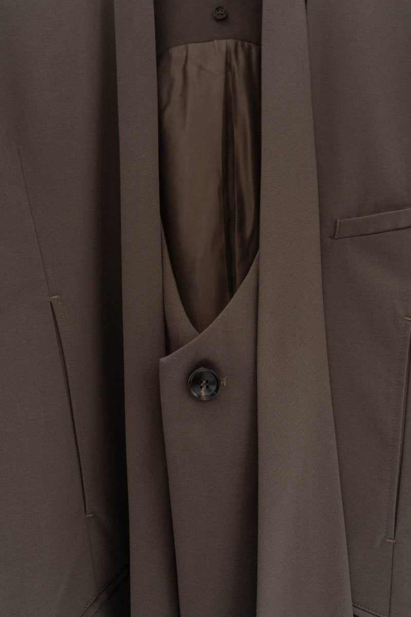 2way collarless gilet/greige - KNUTH MARF