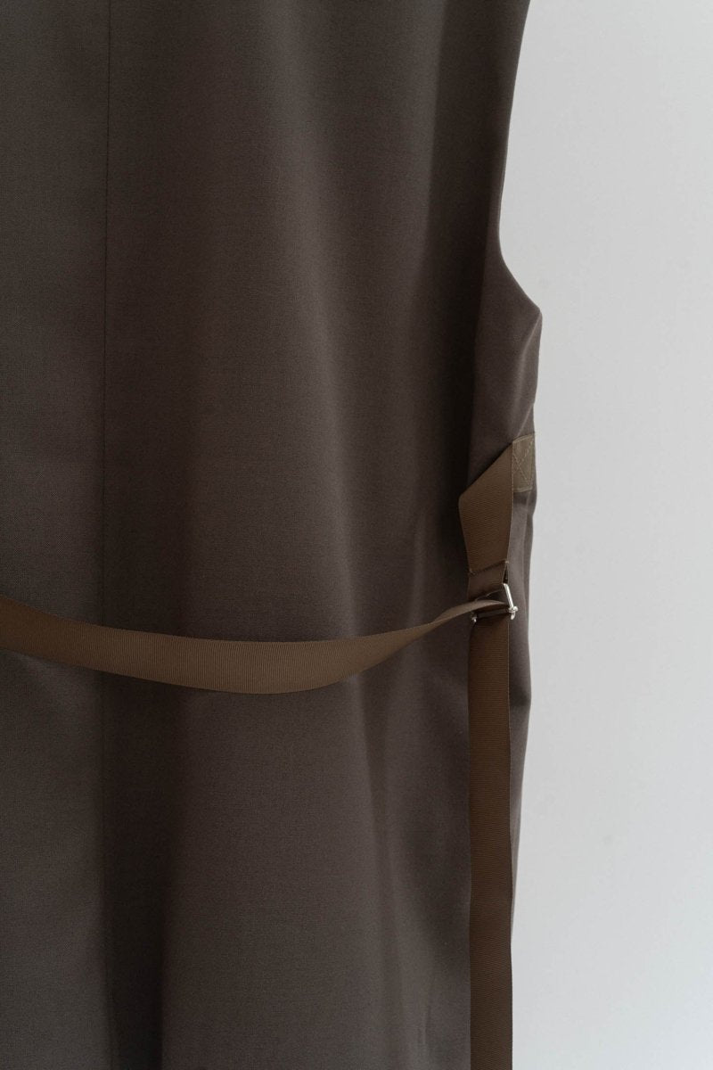2way collarless gilet/greige - KNUTH MARF