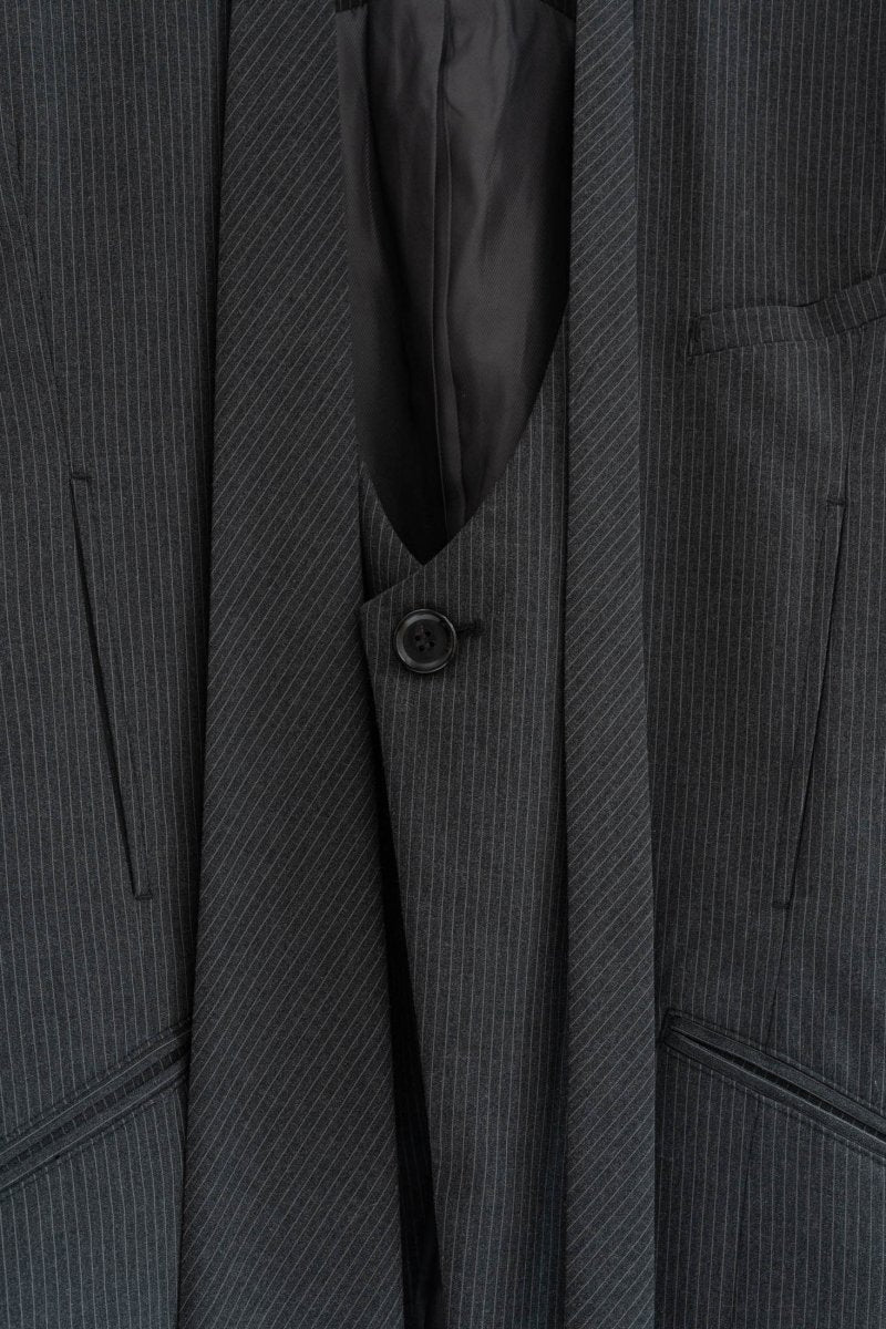 2way collarless gilet/stripe - KNUTH MARF