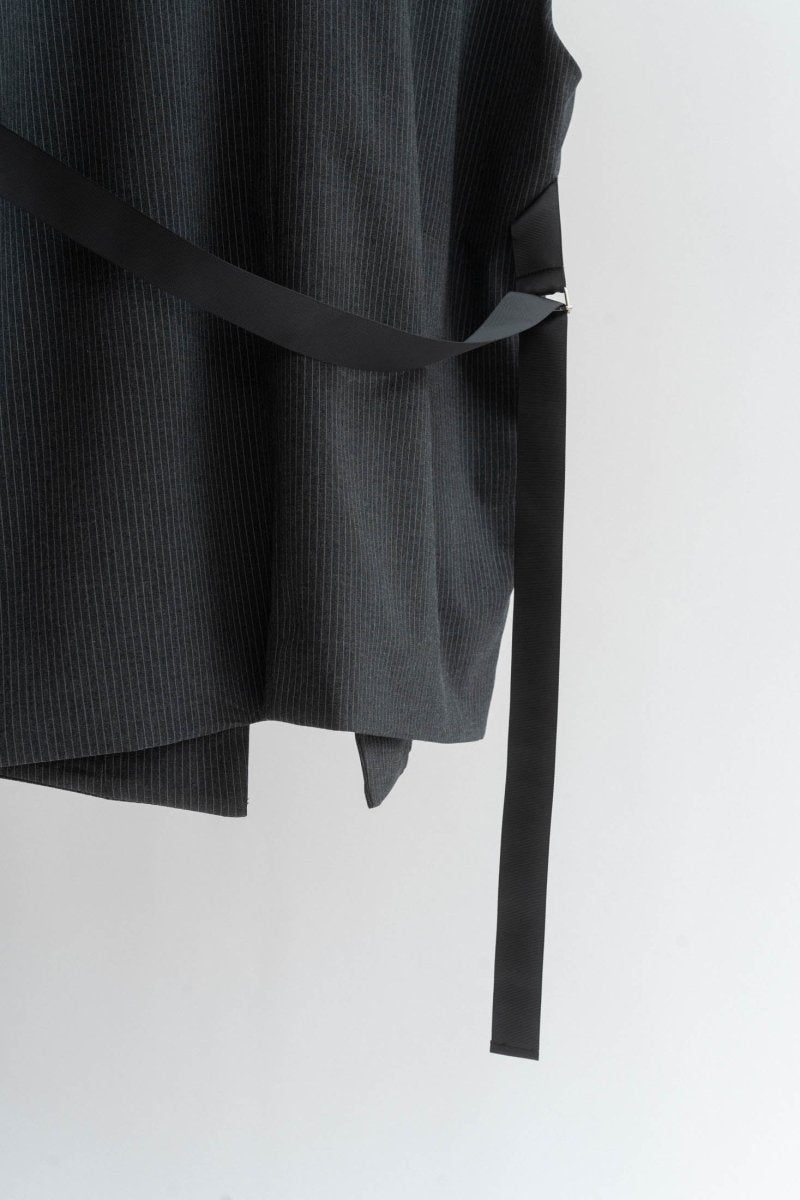 2way collarless gilet/stripe - KNUTH MARF