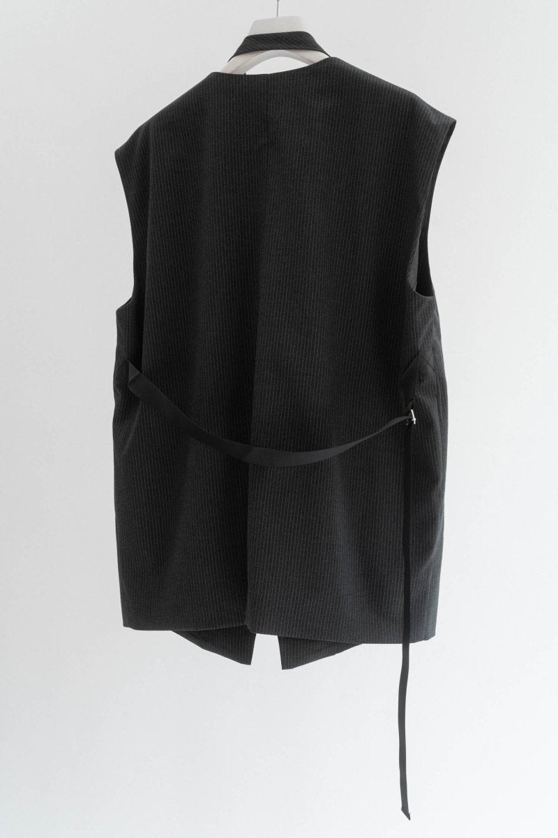 2way collarless gilet/stripe - KNUTH MARF