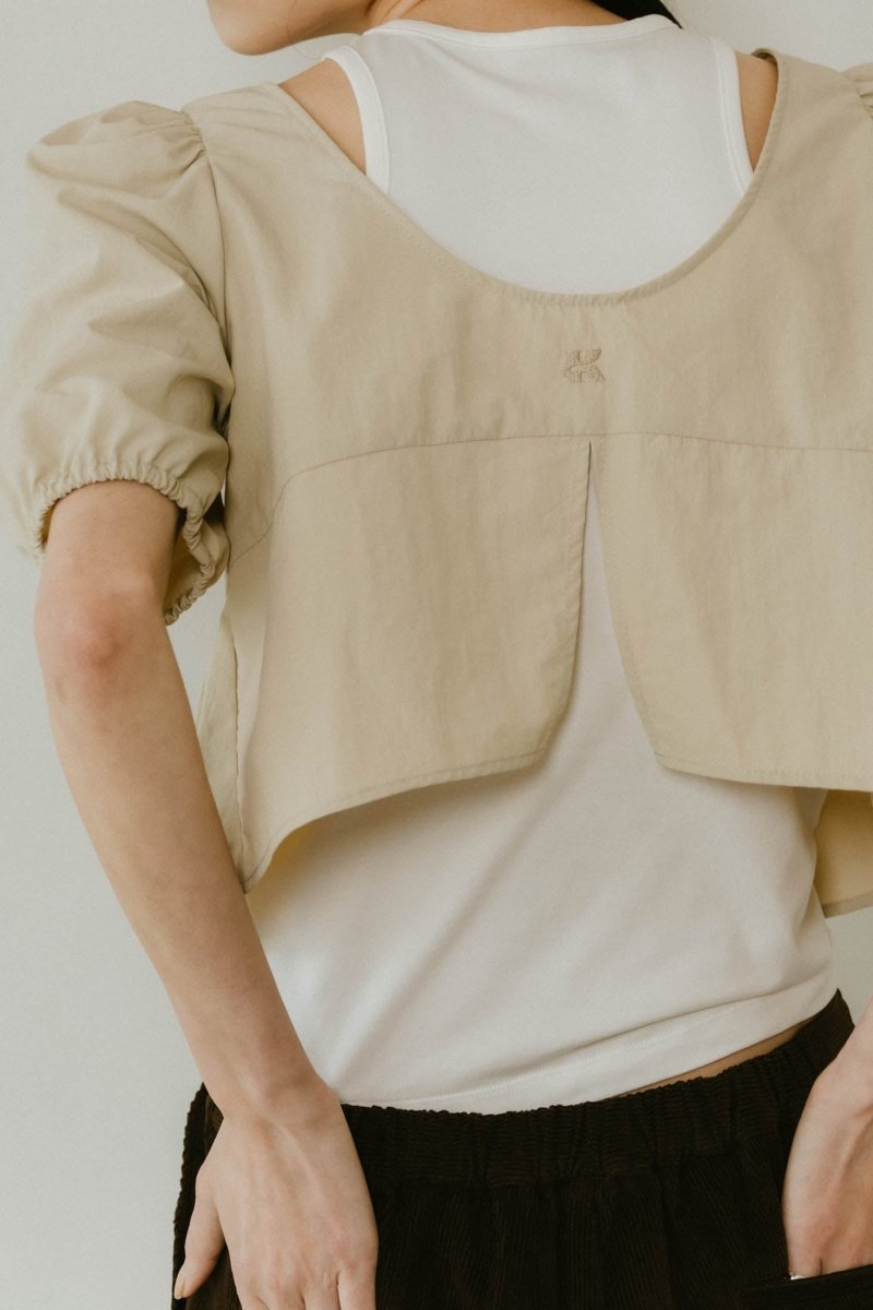 2way puff sleeve logo blouse/3color - KNUTH MARF