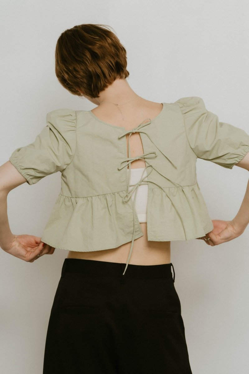 2way puff sleeve logo blouse/3color - KNUTH MARF