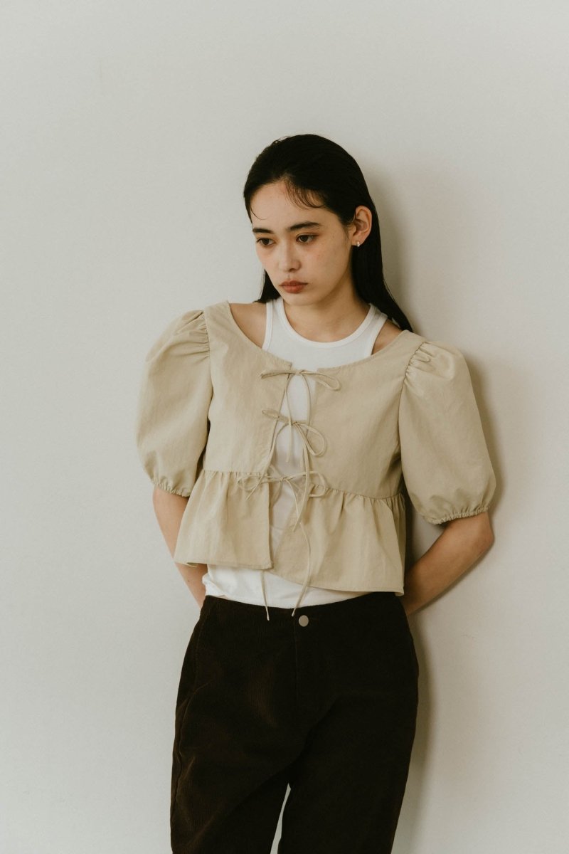 2way puff sleeve logo blouse/3color - KNUTH MARF