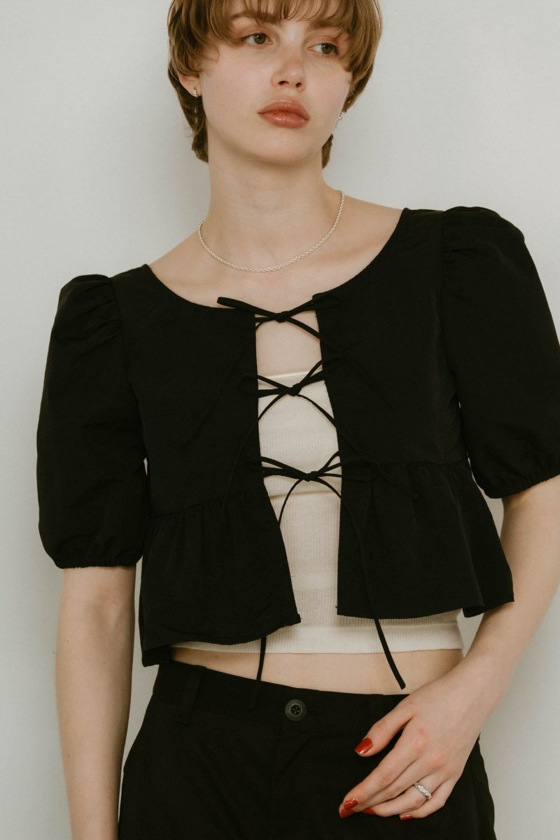 2way puff sleeve logo blouse/3color - KNUTH MARF