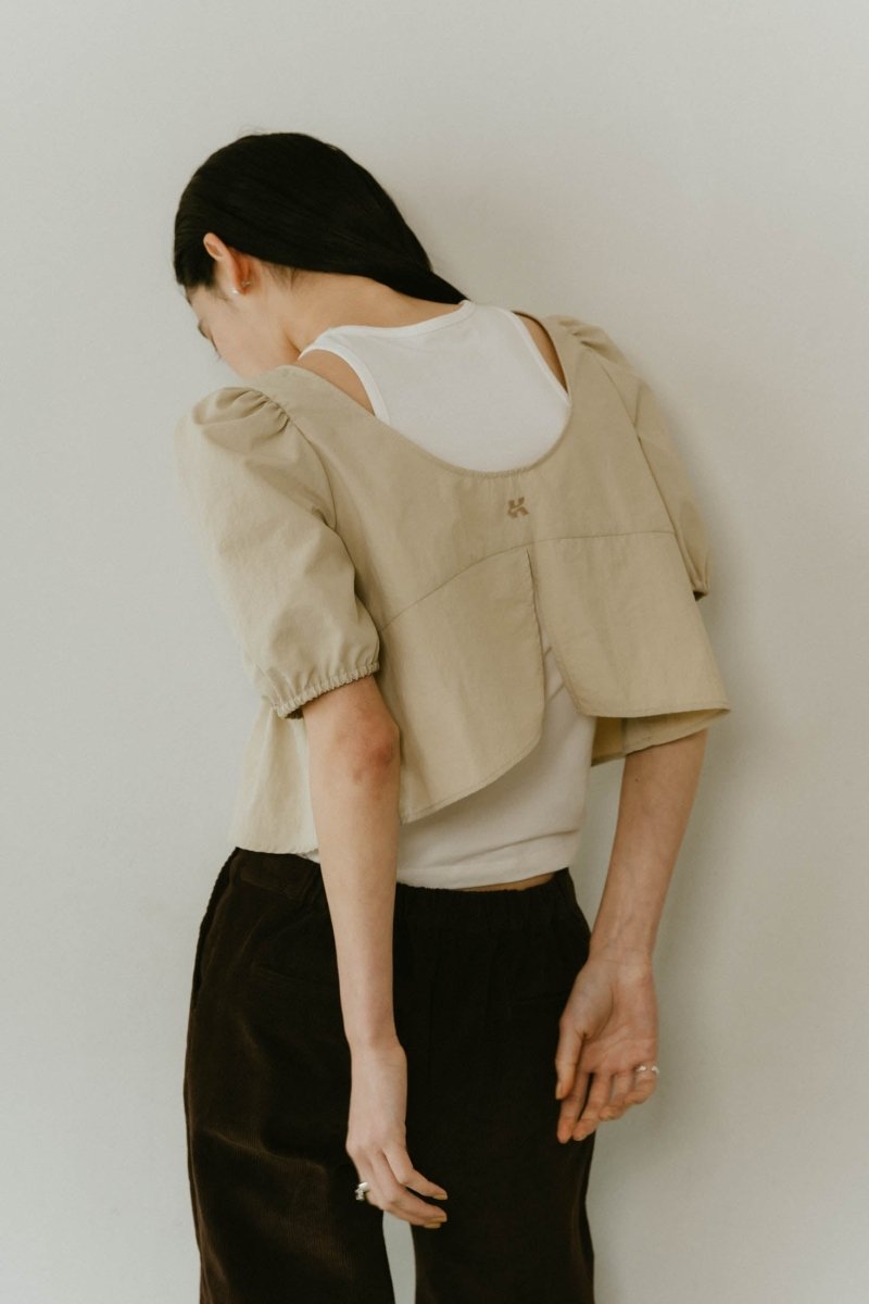 2way puff sleeve logo blouse/3color - KNUTH MARF