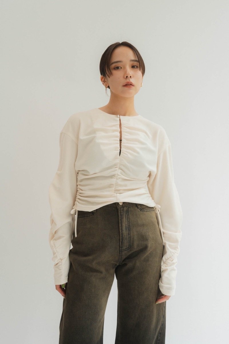 2way shirring blouse/2color - KNUTH MARF