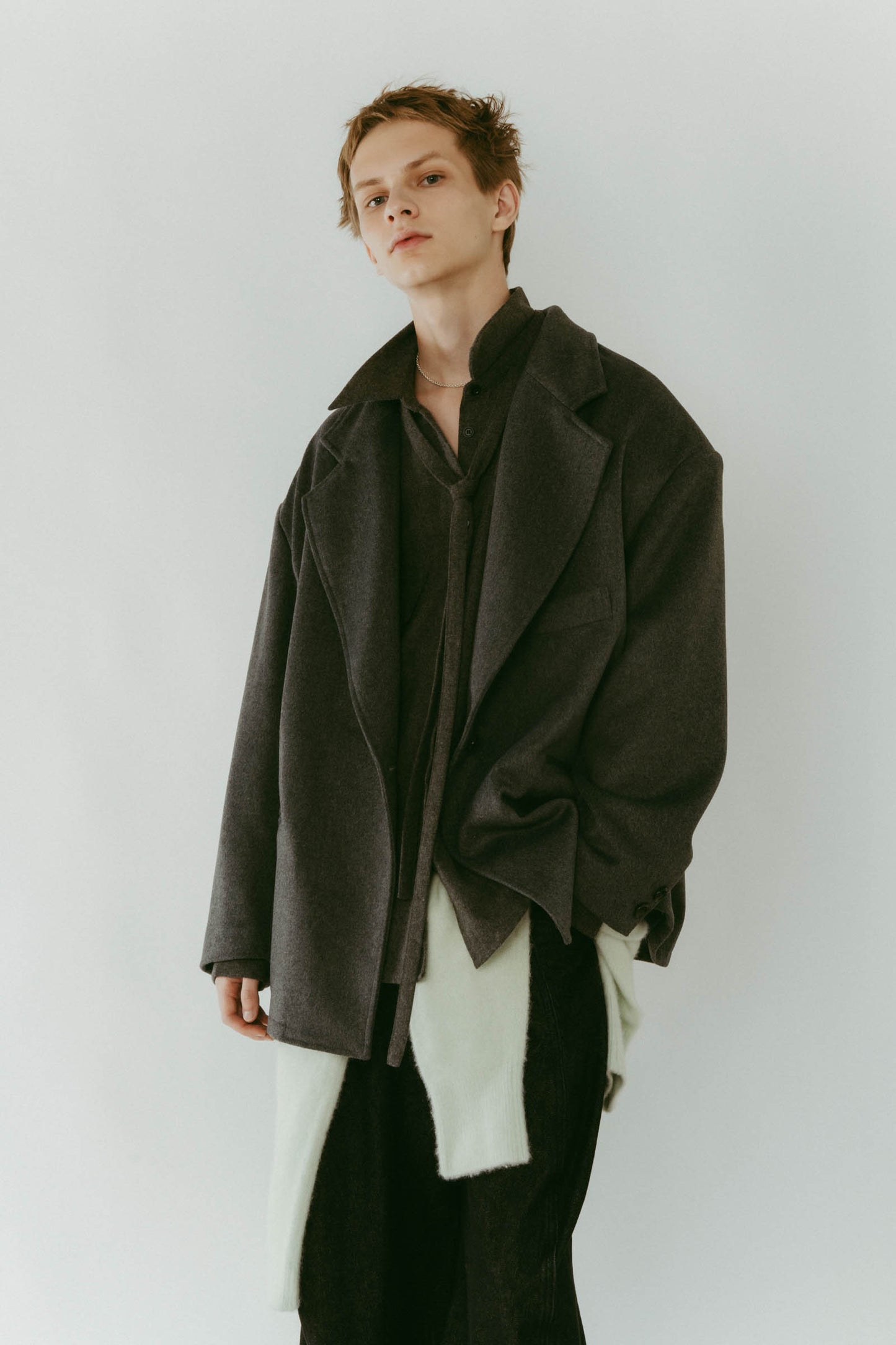 muffler overlay jacket(unisex)/gray
