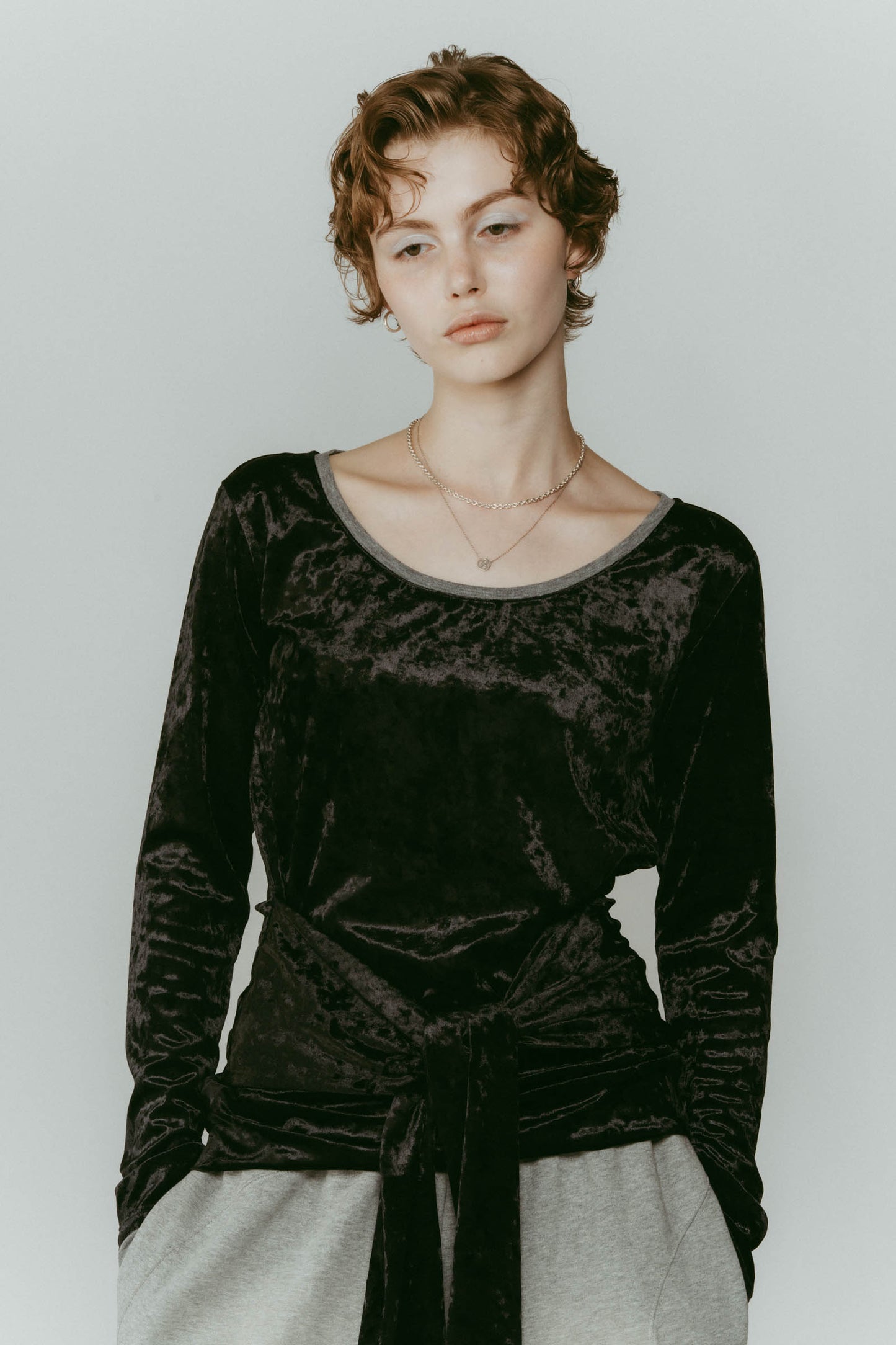 2way front-cross velour top/3color