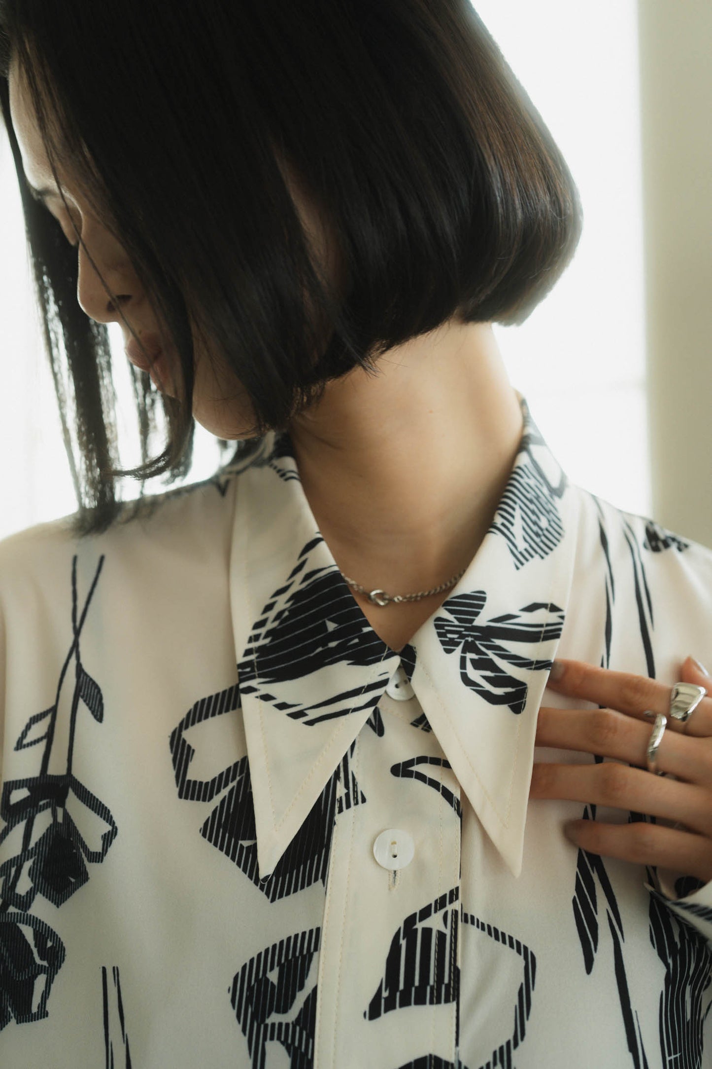 stripe flower shirt/2color