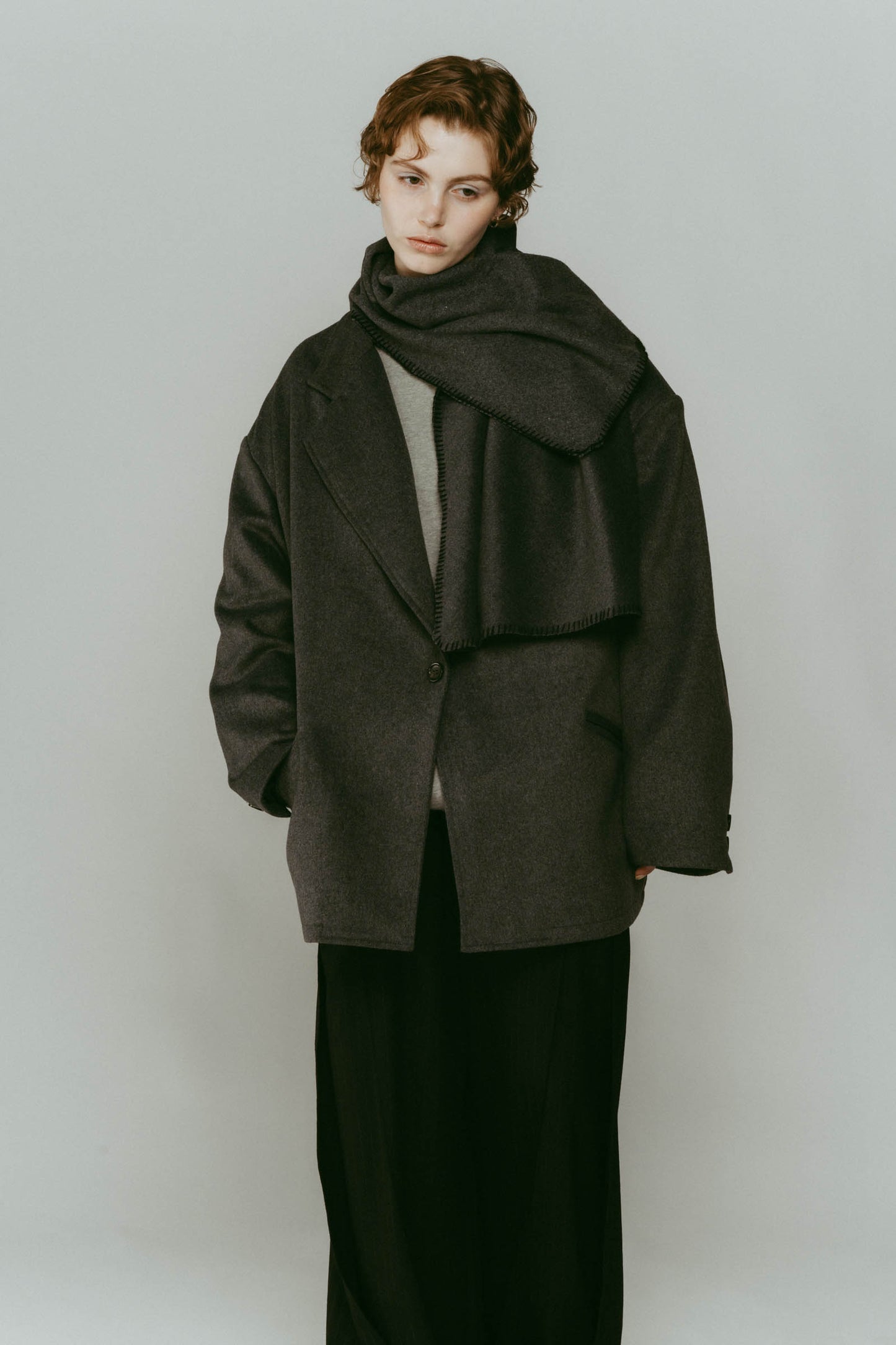 muffler overlay jacket(unisex)/gray