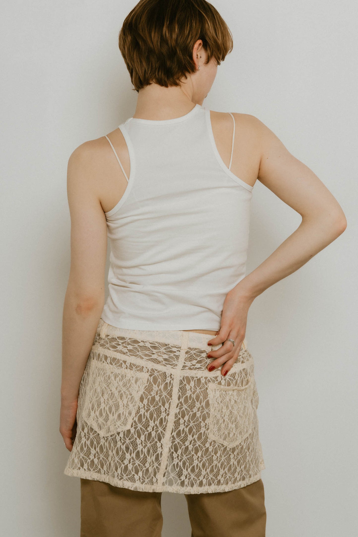 2piece layered logo tank top/3color