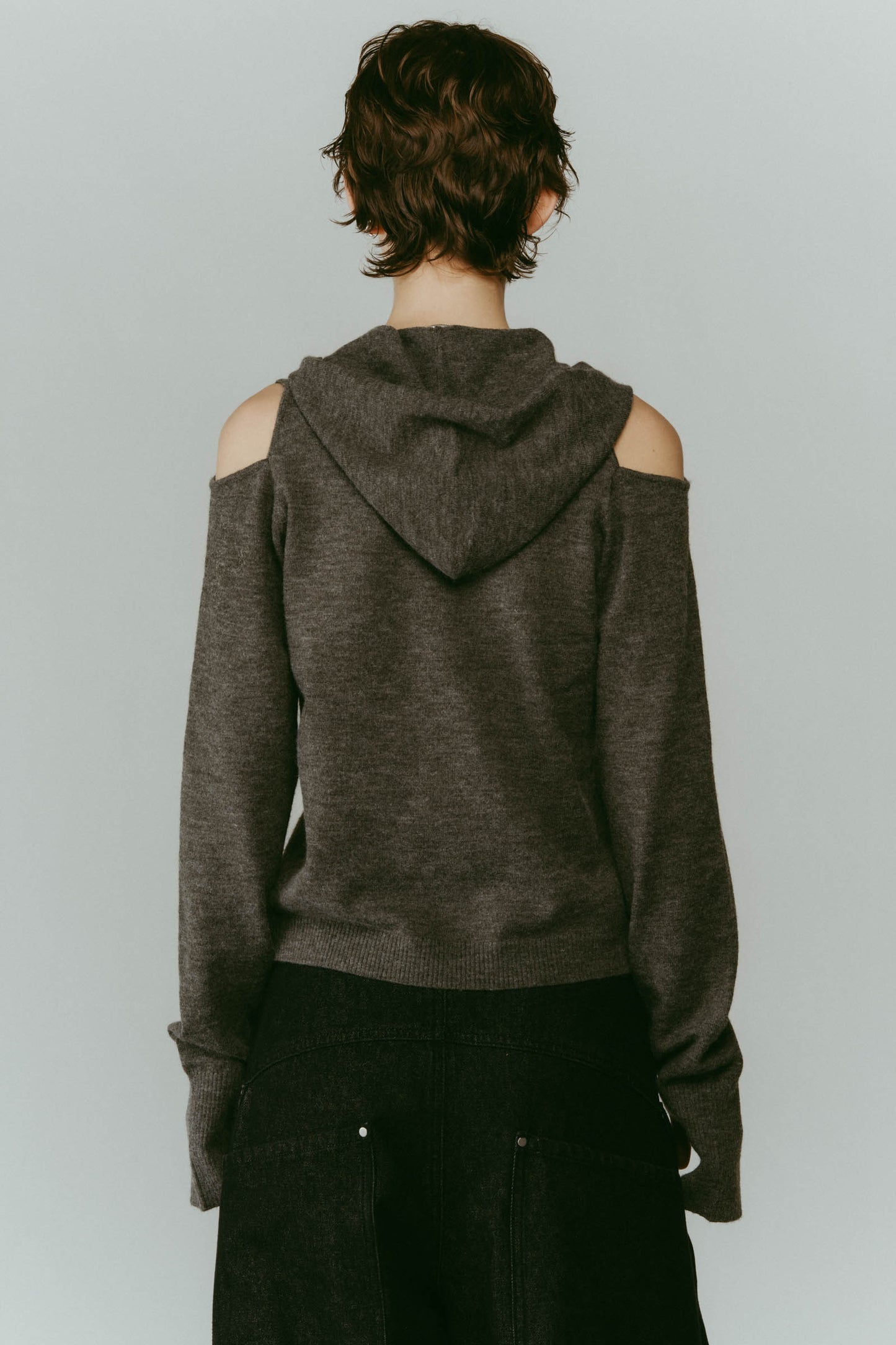 slim hooded knit/gray