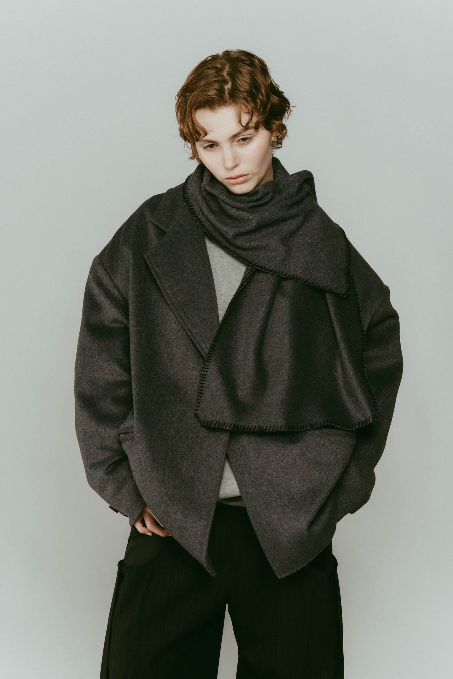 muffler overlay jacket(unisex)/gray