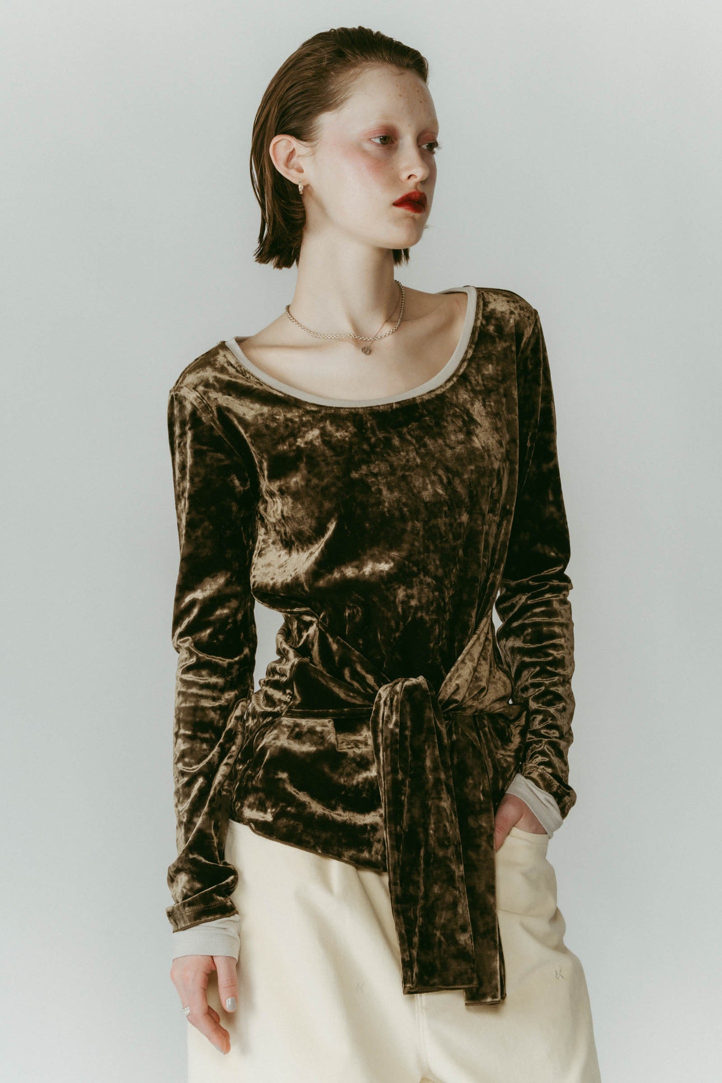 2way front-cross velour top/3color