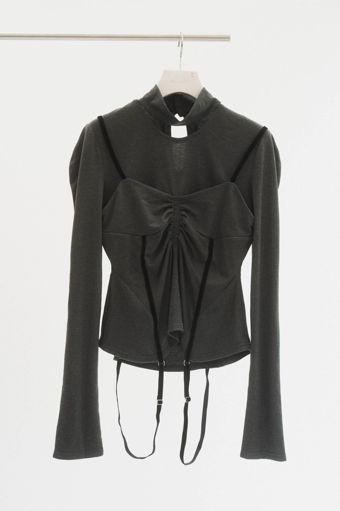 puff sleeves docking tops/gray,brown