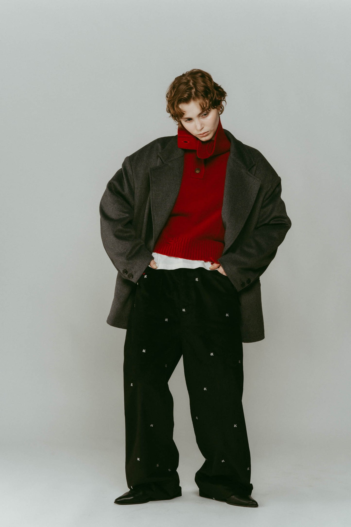 muffler overlay jacket(unisex)/gray