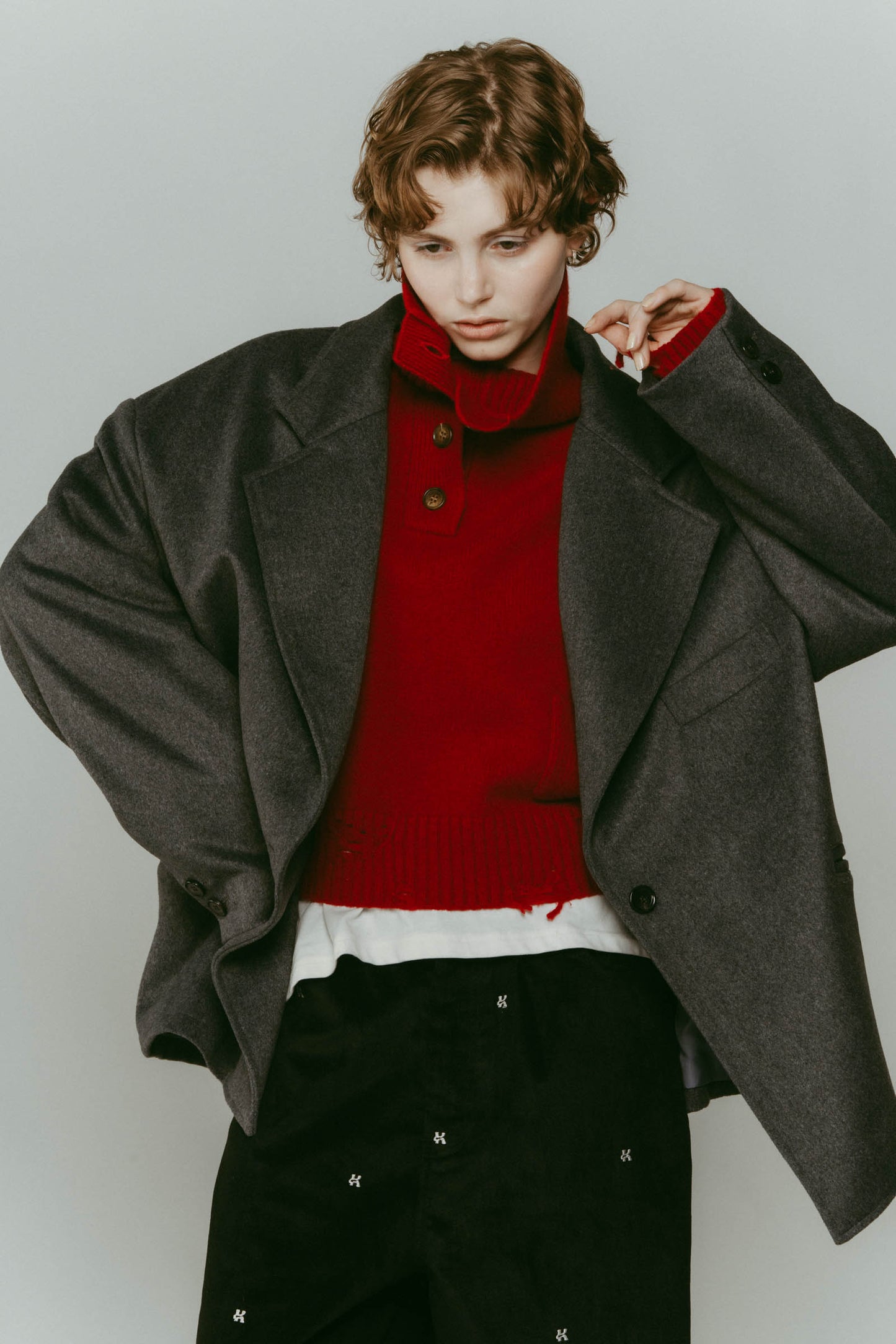 muffler overlay jacket(unisex)/gray