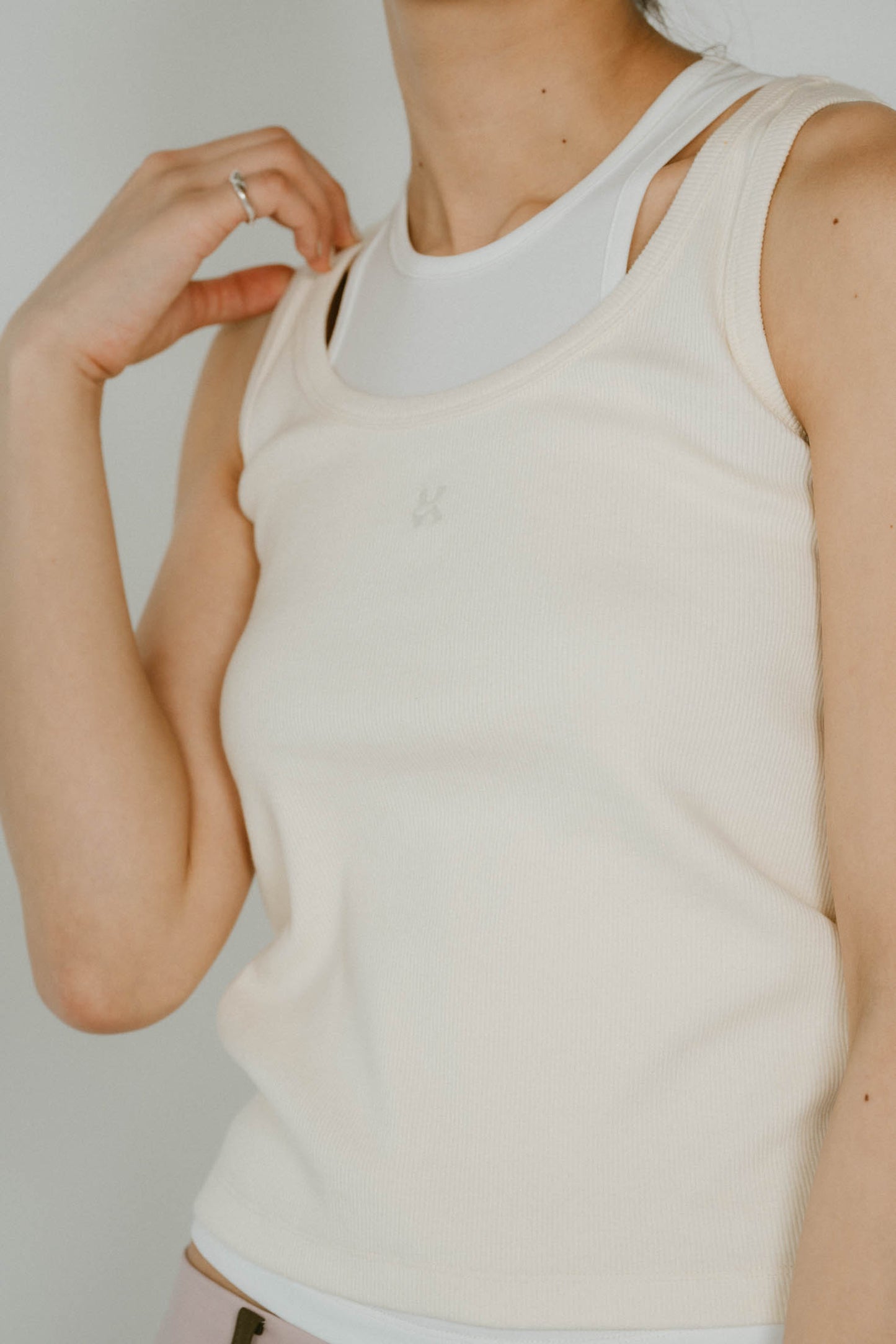 2piece layered logo tank top/3color