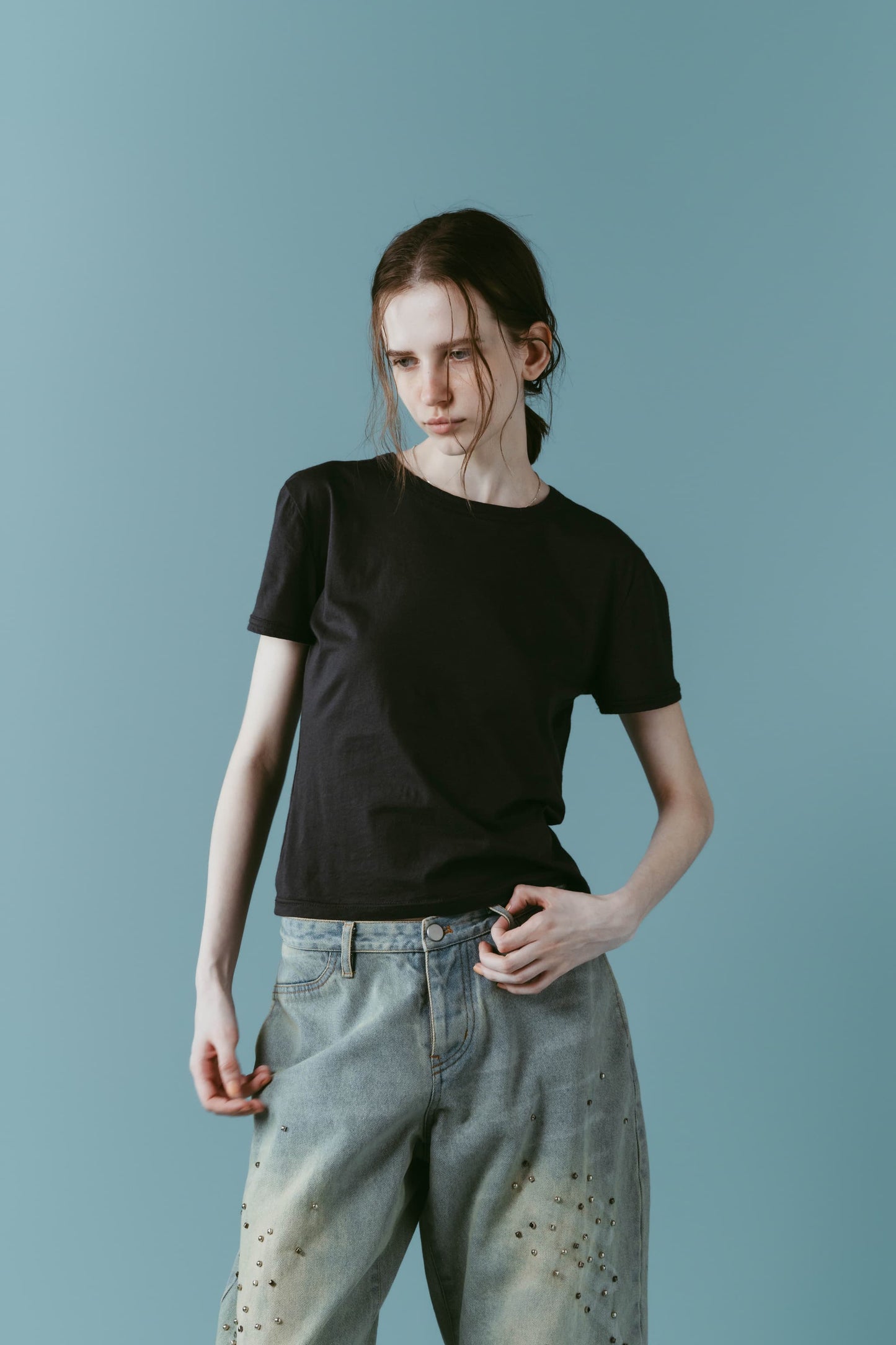 2piece layered tank tee/black