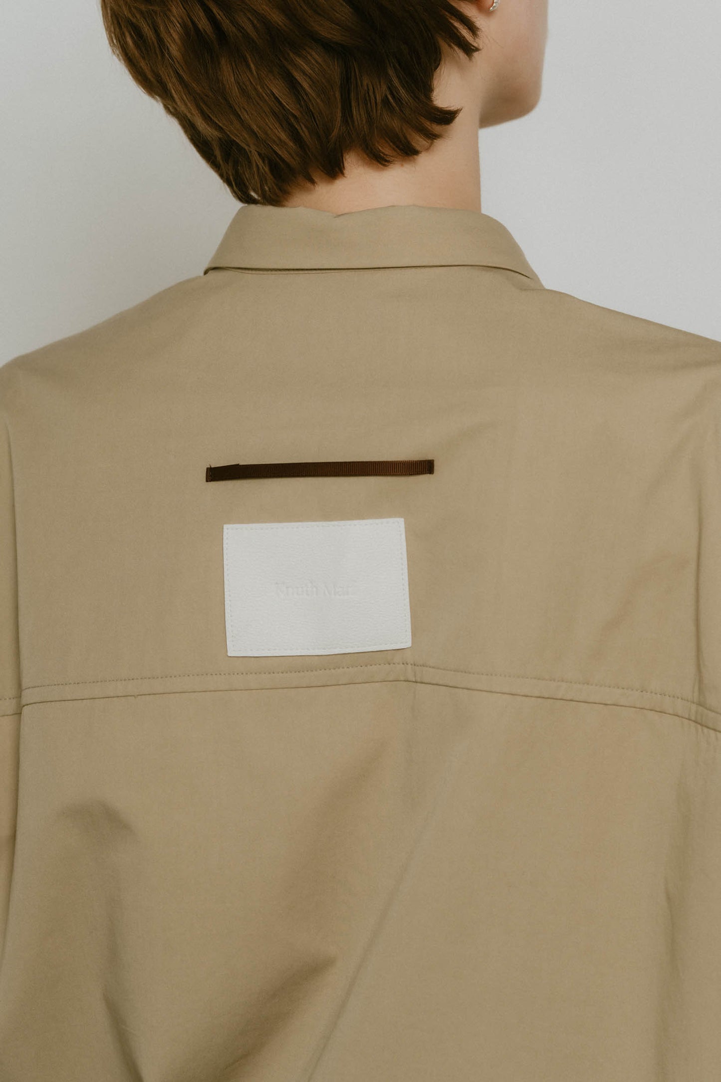 stripe label nosleeve shirt/4color