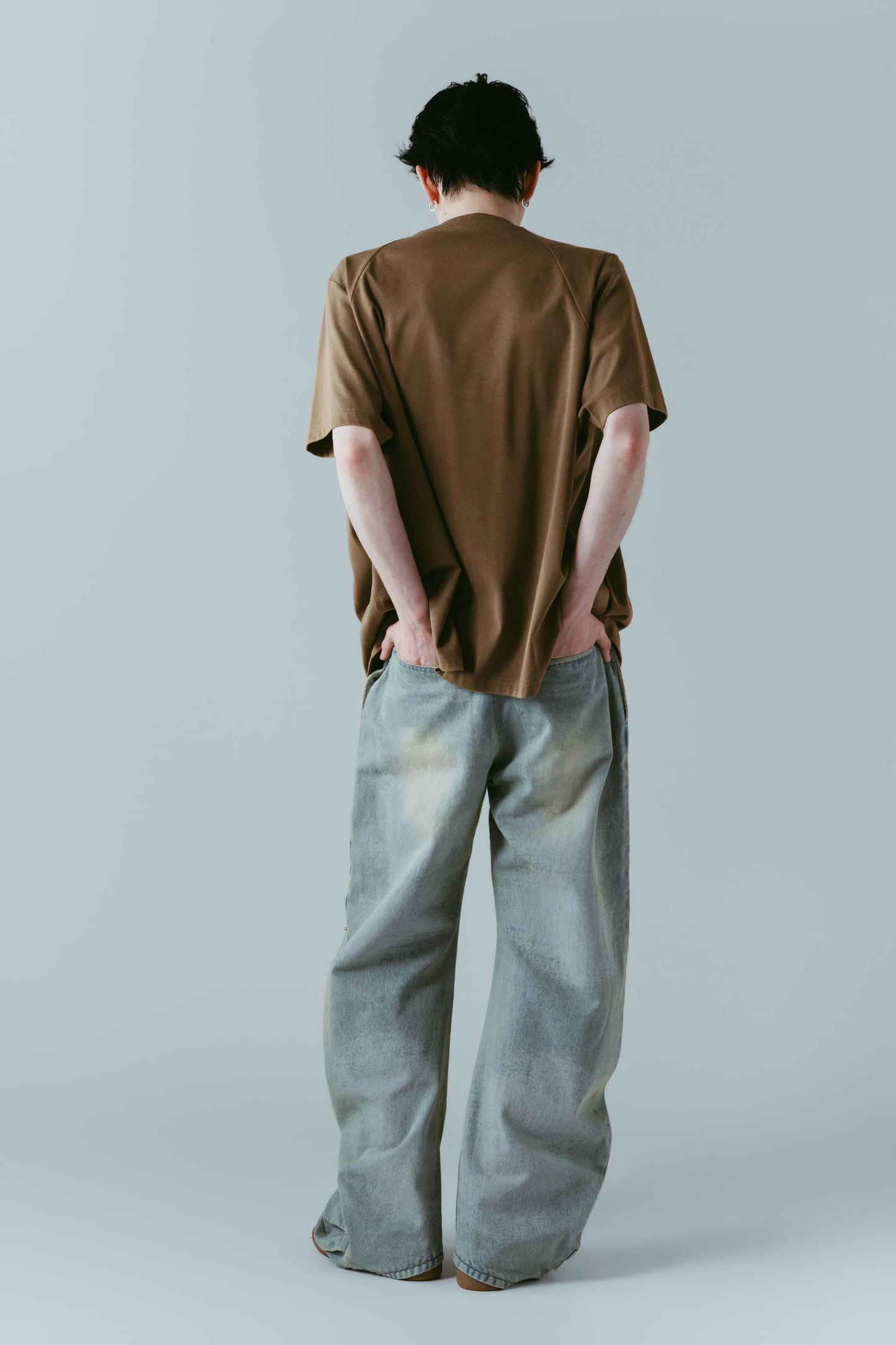 tuck detail oversized tee(unisex)/brown