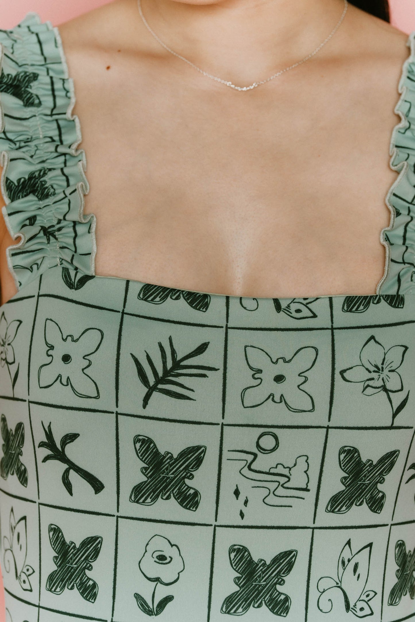back open flower swim suit/2color