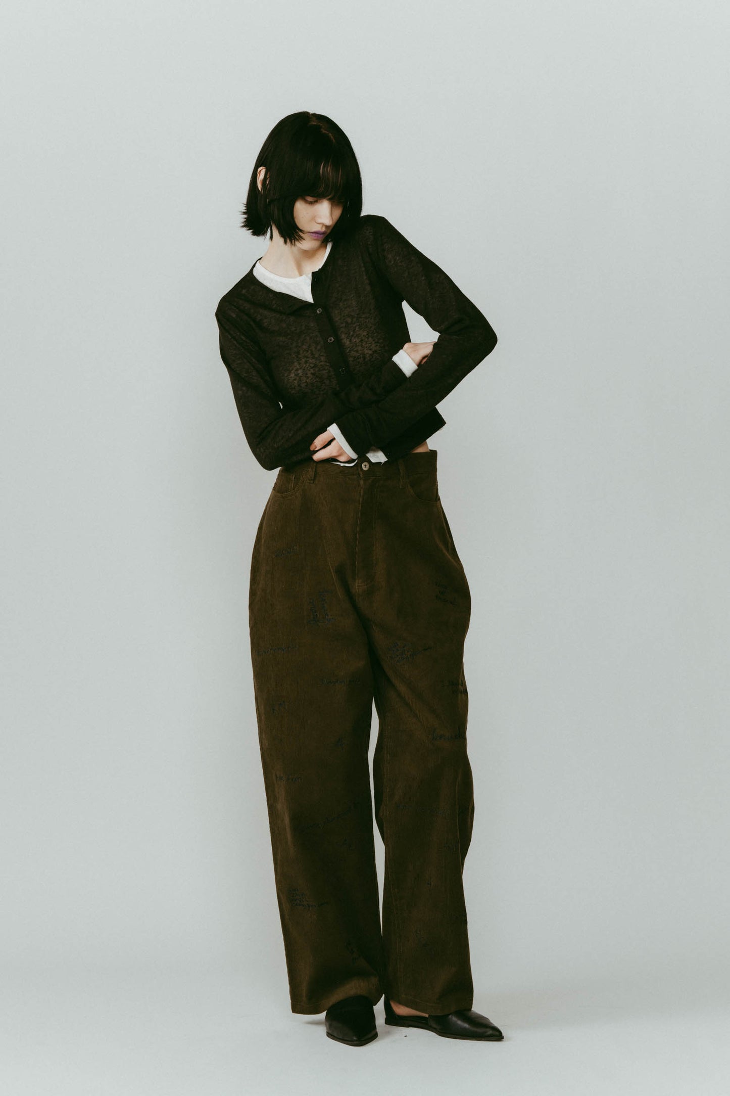 embroidered corduroy pants(unisex)/3color