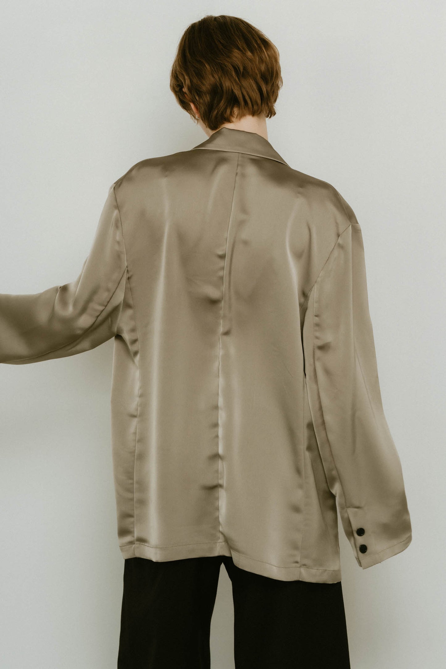 embroidered satin jacket/mossgreen